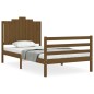 vidaXL Estructura cama y cabecero madera maciza marrón miel 100x200 cm vidaXL Estructura cama y cabecero madera maciza marrón miel 100x200 cm