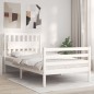 vidaXL Estructura de cama con cabecero madera maciza blanco 100x200 cm vidaXL Estructura de cama con cabecero madera maciza blanco 100x200 cm