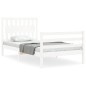 vidaXL Estructura de cama con cabecero madera maciza blanco 100x200 cm vidaXL Estructura de cama con cabecero madera maciza blanco 100x200 cm
