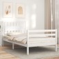 vidaXL Estructura de cama con cabecero madera maciza blanco 100x200 cm vidaXL Estructura de cama con cabecero madera maciza blanco 100x200 cm
