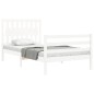vidaXL Estructura de cama con cabecero madera maciza blanco 100x200 cm vidaXL Estructura de cama con cabecero madera maciza blanco 100x200 cm