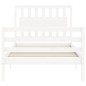 vidaXL Estructura de cama con cabecero madera maciza blanco 100x200 cm vidaXL Estructura de cama con cabecero madera maciza blanco 100x200 cm