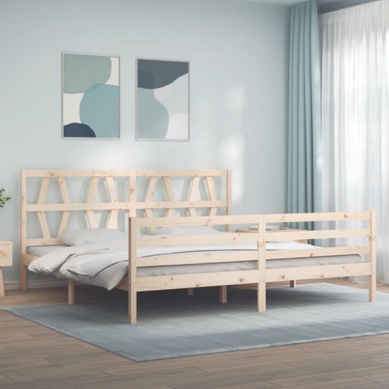vidaXL Estructura de cama con cabecero madera maciza 200x200 cm vidaXL Estructura de cama con cabecero madera maciza 200x200 cm
