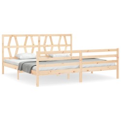 vidaXL Estructura de cama con cabecero madera maciza 200x200 cm