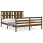 vidaXL Estructura de cama con cabecero madera marrón miel 160x200 cm vidaXL Estructura de cama con cabecero madera marrón miel 160x200 cm