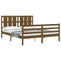 vidaXL Estructura de cama con cabecero madera marrón miel 160x200 cm vidaXL Estructura de cama con cabecero madera marrón miel 160x200 cm