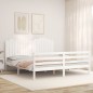 vidaXL Estructura cama de matrimonio con cabecero madera maciza blanco