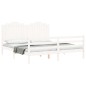 vidaXL Estructura cama de matrimonio con cabecero madera maciza blanco