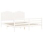 vidaXL Estructura cama de matrimonio con cabecero madera maciza blanco