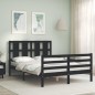 vidaXL Estructura de cama con cabecero madera maciza negro 120x200 cm