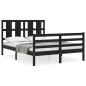 vidaXL Estructura de cama con cabecero madera maciza negro 120x200 cm