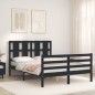 vidaXL Estructura de cama con cabecero madera maciza negro 120x200 cm