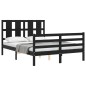 vidaXL Estructura de cama con cabecero madera maciza negro 120x200 cm