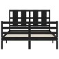 vidaXL Estructura de cama con cabecero madera maciza negro 120x200 cm