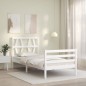 vidaXL Estructura de cama con cabecero madera maciza blanco vidaXL Estructura de cama con cabecero madera maciza blanco