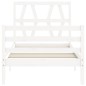 vidaXL Estructura de cama con cabecero madera maciza blanco vidaXL Estructura de cama con cabecero madera maciza blanco