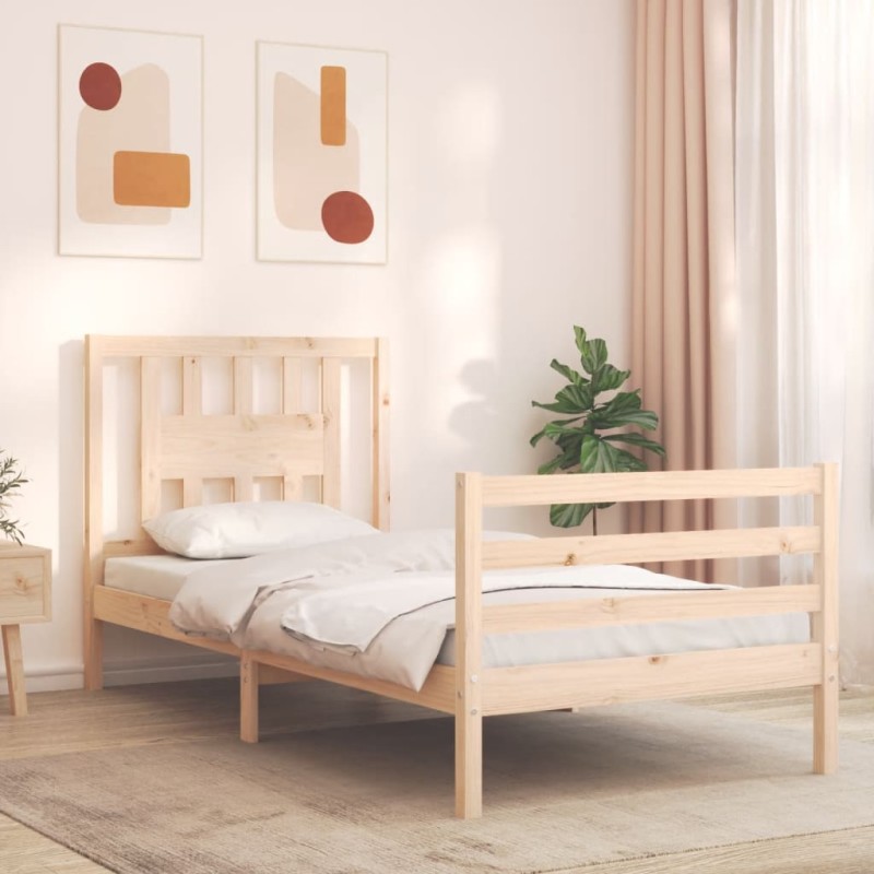 vidaXL Estructura de cama con cabecero madera maciza vidaXL Estructura de cama con cabecero madera maciza