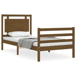 vidaXL Estructura cama y cabecero madera maciza marrón miel 100x200 cm