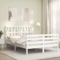 vidaXL Estructura de cama con cabecero madera maciza blanco 140x200 cm vidaXL Estructura de cama con cabecero madera maciza blanco 140x200 cm