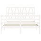vidaXL Estructura de cama con cabecero madera maciza blanco 140x200 cm vidaXL Estructura de cama con cabecero madera maciza blanco 140x200 cm