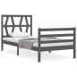 vidaXL Estructura de cama con cabecero madera maciza gris 90x200 cm vidaXL Estructura de cama con cabecero madera maciza gris 90x200 cm
