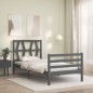 vidaXL Estructura de cama con cabecero madera maciza gris 90x200 cm vidaXL Estructura de cama con cabecero madera maciza gris 90x200 cm