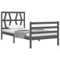 vidaXL Estructura de cama con cabecero madera maciza gris 90x200 cm vidaXL Estructura de cama con cabecero madera maciza gris 90x200 cm