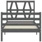 vidaXL Estructura de cama con cabecero madera maciza gris 90x200 cm vidaXL Estructura de cama con cabecero madera maciza gris 90x200 cm