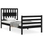 vidaXL Estructura de cama con cabecero madera maciza negro 90x200 cm vidaXL Estructura de cama con cabecero madera maciza negro 90x200 cm