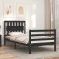 vidaXL Estructura de cama con cabecero madera maciza negro 90x200 cm vidaXL Estructura de cama con cabecero madera maciza negro 90x200 cm
