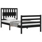 vidaXL Estructura de cama con cabecero madera maciza negro 90x200 cm vidaXL Estructura de cama con cabecero madera maciza negro 90x200 cm