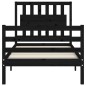 vidaXL Estructura de cama con cabecero madera maciza negro 90x200 cm vidaXL Estructura de cama con cabecero madera maciza negro 90x200 cm