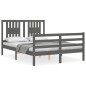 vidaXL Estructura cama de matrimonio con cabecero madera maciza gris vidaXL Estructura cama de matrimonio con cabecero madera maciza gris