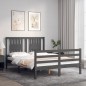 vidaXL Estructura cama de matrimonio con cabecero madera maciza gris vidaXL Estructura cama de matrimonio con cabecero madera maciza gris