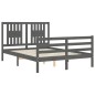 vidaXL Estructura cama de matrimonio con cabecero madera maciza gris vidaXL Estructura cama de matrimonio con cabecero madera maciza gris