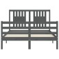 vidaXL Estructura cama de matrimonio con cabecero madera maciza gris vidaXL Estructura cama de matrimonio con cabecero madera maciza gris