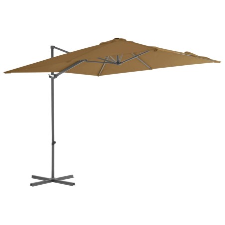 vidaXL Sombrilla voladiza con poste de acero gris topo 250x250 cm