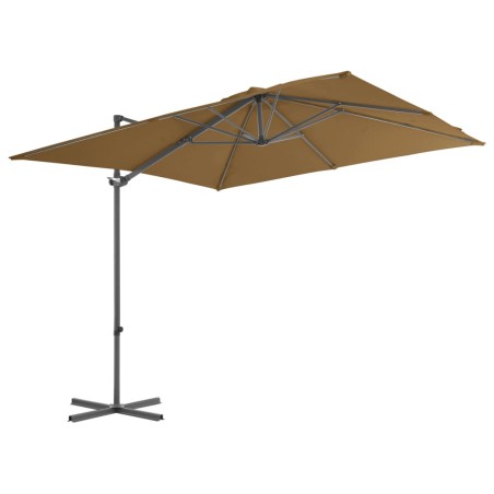 vidaXL Sombrilla voladiza con poste de acero gris topo 250x250 cm