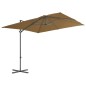 vidaXL Sombrilla voladiza con poste de acero gris topo 250x250 cm vidaXL Sombrilla voladiza con poste de acero gris topo 250x250 cm