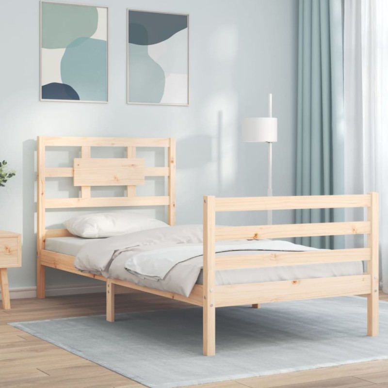 vidaXL Estructura de cama con cabecero madera maciza vidaXL Estructura de cama con cabecero madera maciza