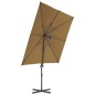 vidaXL Sombrilla voladiza con poste de acero gris topo 250x250 cm vidaXL Sombrilla voladiza con poste de acero gris topo 250x250 cm