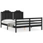 vidaXL Estructura de cama con cabecero madera maciza negro 160x200 cm vidaXL Estructura de cama con cabecero madera maciza negro 160x200 cm