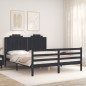 vidaXL Estructura de cama con cabecero madera maciza negro 160x200 cm vidaXL Estructura de cama con cabecero madera maciza negro 160x200 cm
