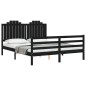 vidaXL Estructura de cama con cabecero madera maciza negro 160x200 cm vidaXL Estructura de cama con cabecero madera maciza negro 160x200 cm