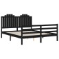 vidaXL Estructura de cama con cabecero madera maciza negro 160x200 cm vidaXL Estructura de cama con cabecero madera maciza negro 160x200 cm