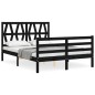 vidaXL Estructura de cama con cabecero madera maciza negro 120x200 cm