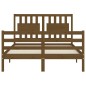 vidaXL Estructura cama y cabecero madera maciza marrón miel 140x200 cm