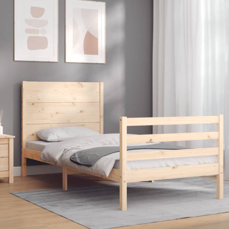vidaXL Estructura de cama con cabecero madera maciza 100x200 cm vidaXL Estructura de cama con cabecero madera maciza 100x200 cm