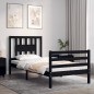 vidaXL Estructura de cama con cabecero madera maciza negro 90x200 cm vidaXL Estructura de cama con cabecero madera maciza negro 90x200 cm