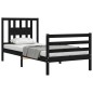 vidaXL Estructura de cama con cabecero madera maciza negro 90x200 cm vidaXL Estructura de cama con cabecero madera maciza negro 90x200 cm